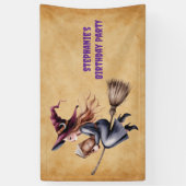 Whimsical Witz Broom Girl Geburtstagsparty Banner (Vertikal)