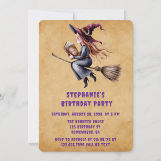 Whimsical Witz Broom Girl Geburtstagsparty Einladung