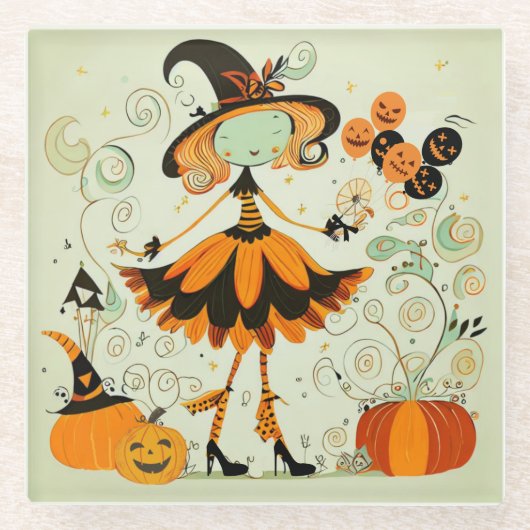 whimsical/witz/kürbis/fall glasuntersetzer (Vorderseite)