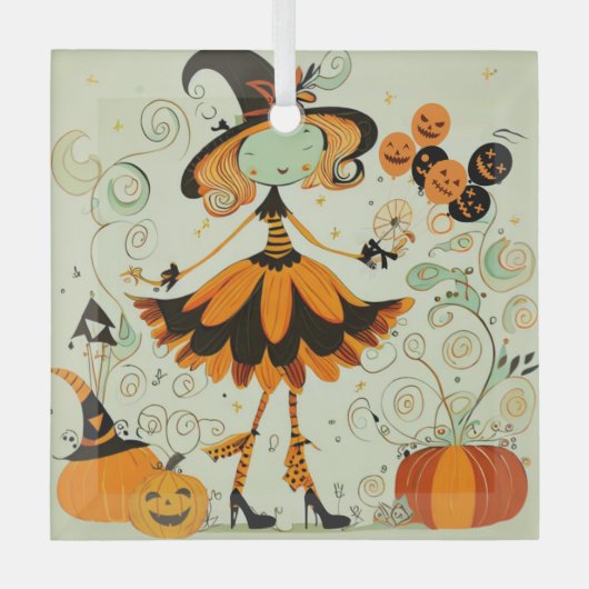 whimsical/witz/kürbis/fall ornament aus glas (Vorderseite)
