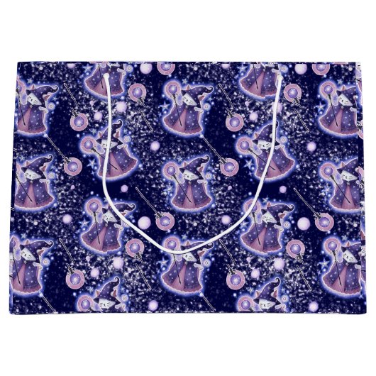 Whimsical Wizard Cat Geschenktasche | Celestial Fa Große Geschenktüte (Vorderseite)