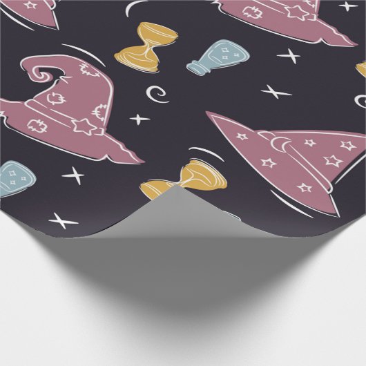 Whimsical Wizard Hat Wrapping Paper Geschenkpapier (Ecke)
