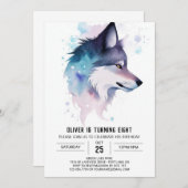 Whimsical Wolf Cub's Geburtstag Einladung (Vorne/Hinten)