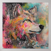 Whimsical Wolf Portrait Poster (Vorne)
