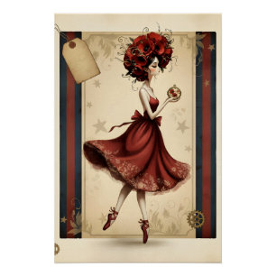 Whimsical Woman, Vintage Poster