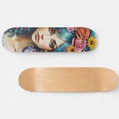 Whimsical Woman's Face Floral Skateboard (Horizontal)