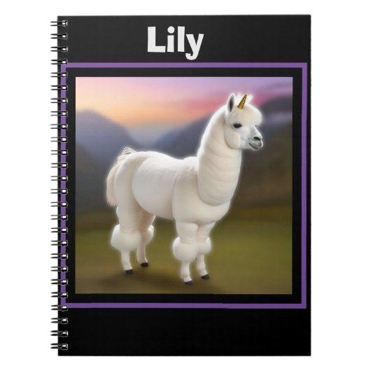"Whimsical Wonder: White Pom-Pom Alpaca Unicorn" Notizblock (Vorderseite)