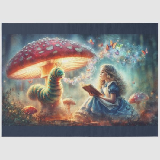 Whimsical Wonderland Alice Caterpillar Decoupage Seidenpapier (Vorderseite)