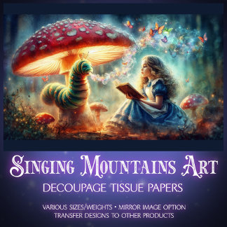 Whimsical Wonderland Alice Caterpillar Decoupage Seidenpapier