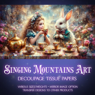Whimsical Wonderland Alices Magischer Teedekoupage Seidenpapier