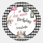 Whimsical Wonderland Birthday Party Runder Aufkleber (Vorderseite)