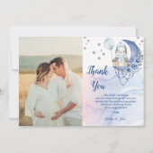 Whimsical Wonderland Blue Penguin Baby Duschjunge Dankeskarte (Vorderseite)