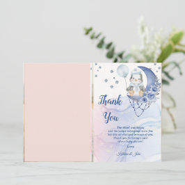 Whimsical Wonderland Blue Penguin Baby Duschjunge Dankeskarte