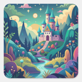 Whimsical Wonderland Quadratischer Aufkleber