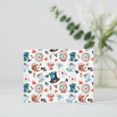 Whimsical Wonderland Teeparty-Muster Postkarte (Stehend Vorderseite)