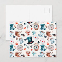 Whimsical Wonderland Teeparty-Muster Postkarte