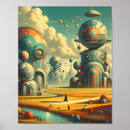 Whimsical Wonderland - Vintager Retro-Futurismus Poster (Vorne)