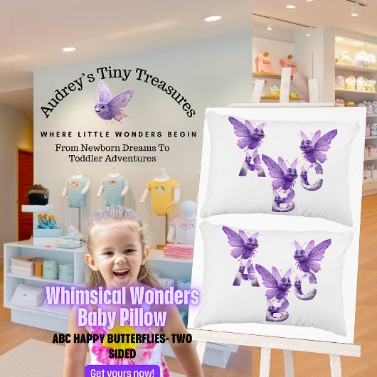 Whimsical Wonders ABC Butterfly Baby Pillow Dekokissen