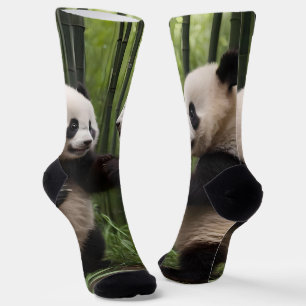 Whimsical Wonders: Baby Pandas Play in Forest, Socken