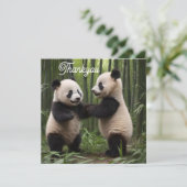 Whimsical Wonders: Baby Pandas spielt im Wald Dankeskarte (Stehend Vorderseite)