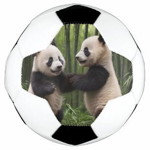 Whimsical Wonders: Baby Pandas spielt im Wald Fußball