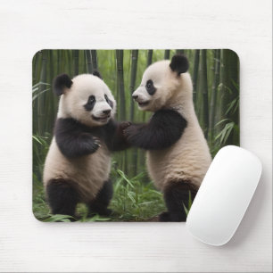 Whimsical Wonders: Baby Pandas spielt im Wald Mousepad
