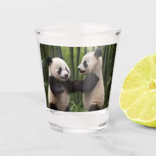 Whimsical Wonders: Baby Pandas spielt im Wald Schnapsglas