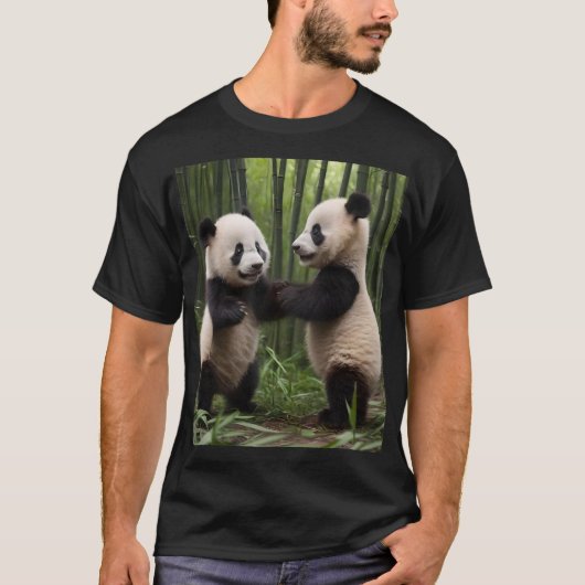 Whimsical Wonders: Baby Pandas spielt im Wald T-Shirt (Vorderseite)