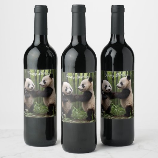 Whimsical Wonders: Baby Pandas spielt im Wald Weinetikett (Flaschen)