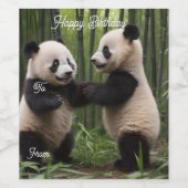 Whimsical Wonders: Baby Pandas spielt im Wald Weinetikett (Einzelnes Label)