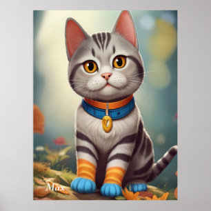 Whimsical Woodland America Kurzkatze Poster