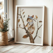 Whimsical Woodland Animal Painting Rustikales Eich Poster