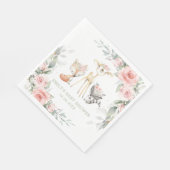 Whimsical Woodland Animals Baby Dusche Pink Bläsch Serviette (Ecke)