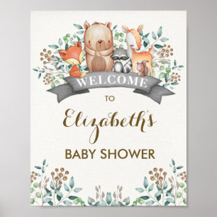 Whimsical Woodland Animals Baby Dusche Willkommen Poster
