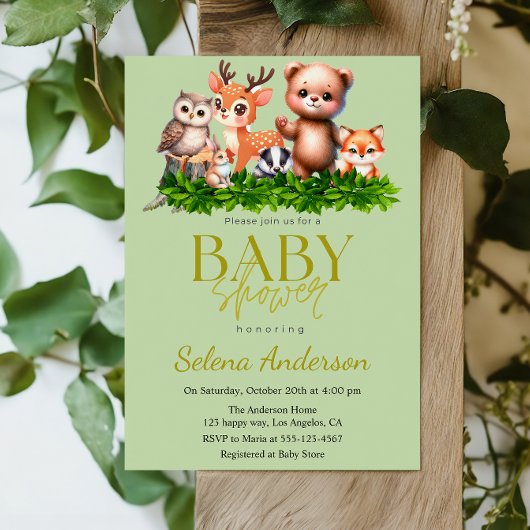 Whimsical Woodland Animals Baby Shower Invitation Einladung
