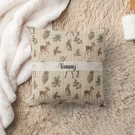 Whimsical Woodland Animals Custom Name  Kissen (Decke)