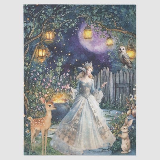 Whimsical Woodland Animals & Fairy Decoupage Paper Seidenpapier (Vorderseite)