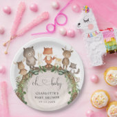 Whimsical Woodland Animals Forest Green Dusche Pappteller (Party)