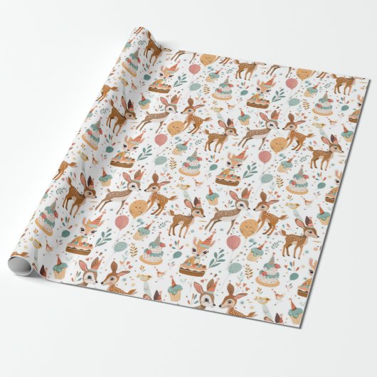 Whimsical Woodland Animals Geburtstag Geschenkpapier (Ungerollt)