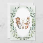 Whimsical Woodland Animals Greenery Baby Dusche Einladung (Rückseite)