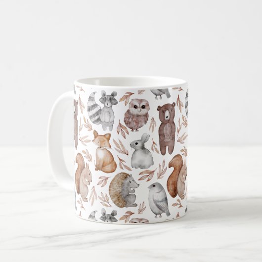 Whimsical Woodland Animals Pattern Kaffeetasse (Vorderseite Links)