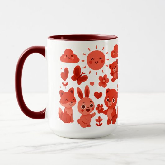 Whimsical Woodland Animals Sun Ceramic Mug Tasse (Links)