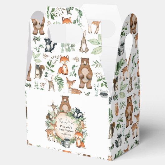 Whimsical Woodland Animals Wild One Baby Boy Party Geschenkschachtel (Geöffnet)