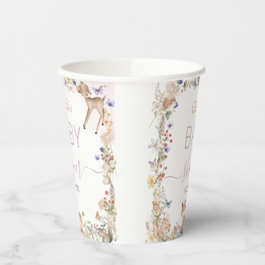 Whimsical Woodland Animals Wildflower Baby Shower Pappbecher (Links)