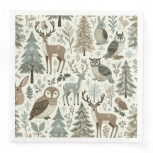 Whimsical Woodland Animations Holiday Paper Napkin