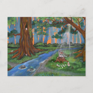 Whimsical Woodland Art Waschbär Violin Konzert Postkarte