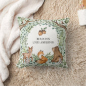 Whimsical Woodland Baby Animals Wald Grüne  Kissen (Decke)