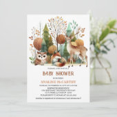 Whimsical Woodland Baby Dusche Einladung (Stehend Vorderseite)