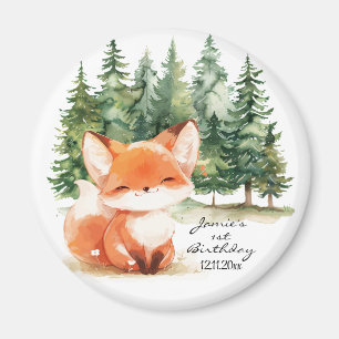 Whimsical Woodland Baby Fox 1 Geburtstag Magnet
