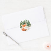 Whimsical Woodland Baby Fox 1 Geburtstag Runder Aufkleber (Umschlag)